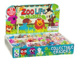 288 Wholesale Zoo Life Eraser Display