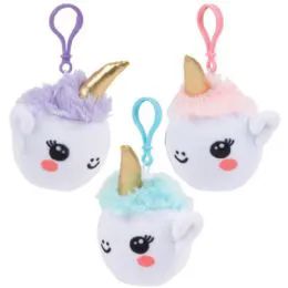 12 Pieces 3 Inch Squish Plush Unicorn Clips - Toy Sets