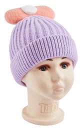 48 Pieces Big Bow Knitted Hat - Junior / Kids Winter Hats