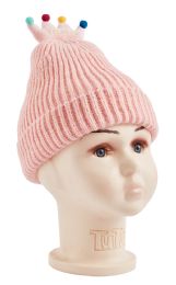 48 Pieces Knitted Crown Hat - Junior / Kids Winter Hats