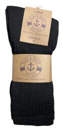 24 Pairs Yacht & Smith Mens Terry Line Merino Wool Thick Thermal Boot Socks, Solid Black - Mens Thermal Sock