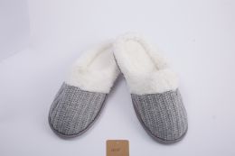 24 Wholesale Knitted Furry Women's Slipper