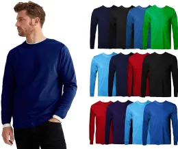 12 Wholesale Mens Cotton Long Sleeve Tee Shirt Assorted Colors Size 4x Large