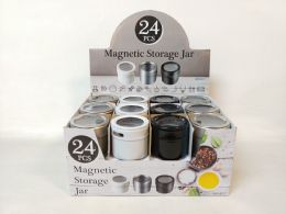 72 Wholesale Tin Jar Rd. Window Lid W/ Magnet 3 Asst Cl. 24/pdq 72/cs