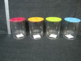 24 Pieces Plastic Clear Round Storage Jar W/ Lid 24 Sets/cs - Storage & Organization