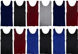 12 Wholesale Mens Ribbed 100% Cotton Tank Top, Assorted Colors, Size 5xl