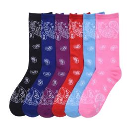 432 Wholesale Mamia Ladies Design Crew Socks (bandana)
