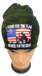 36 Pieces Camo Winter Beanie Stand Flag Kneel Cross - Winter Beanie Hats