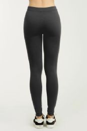 60 Wholesale Sofra Ladies Polyester LeggingS-Charcoal