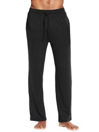 12 Wholesale Assorted Size Mens Solid Knit Pajama Pants In Black