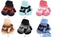 960 Pairs Kids Deer Printed Mittens - Kids Winter Gloves