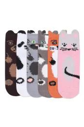 120 Pairs Et Tu Cozy Picot Animal Anklet With Grippers 6-8 - Womens Ankle Sock