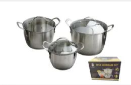 2 Pieces Stainless Steel Cookware 6 Piece With Glass Lid - Pots & Pans