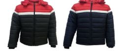12 Wholesale Mens Puffer Jacket With Fur Lining In Black And Red