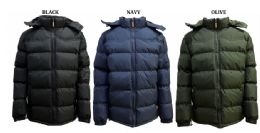 12 Wholesale Mens Fashion Puffer Jacket In Black