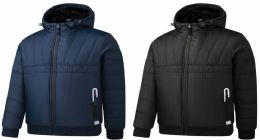 12 Wholesale Men's Puffer Jacket With Fur Lining In Navy