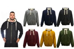 12 Pieces Men's Heavy Fleece Hoodie With Sherpa Lining In Grey (pack A: S-Xl) - Mens Sweat Shirt