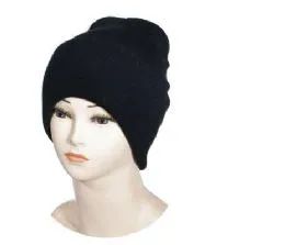 48 Pieces Black Knitted Beanie - Winter Sets Scarves , Hats & Gloves
