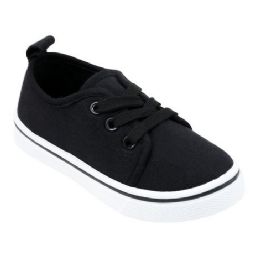 12 Units of Boys Canvas Sneakers In Black - Boys Sneakers