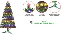 6 Pieces 4ft 120 Tips Optical Fiber Tree With Ornaments And Topper - Christmas Novelties
