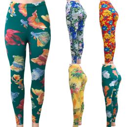 48 Pieces Beach Leggings With Vibrant Multi Color Designs - Womens Leggings