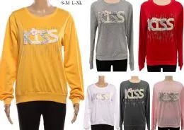 24 Wholesale Women's Long Sleeve Soft Pullover Sweaters With Kiss Design