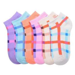 432 Pairs Mamia Spandex Socks (plaid5) 6-8 - Girls Ankle Sock