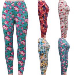 48 Pieces Miami Leggings With Floral Pattern - Womens Leggings