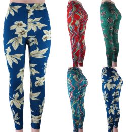 48 Pieces Naple Leggings With Floral And Artistic Design - Womens Leggings