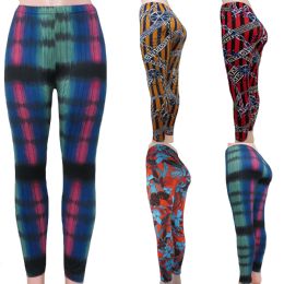 48 Pieces Ocean Leggings With Multi Color Patterns - Womens Leggings