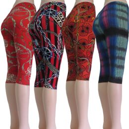 48 Wholesale Casey Capri Leggings With Multi Color Artistic Patterns