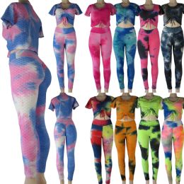 24 Wholesale Dazzle High Waist Leggings Set With Assorted Tie Dye Patterns