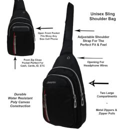 24 Wholesale Terry Messenger Bag Black
