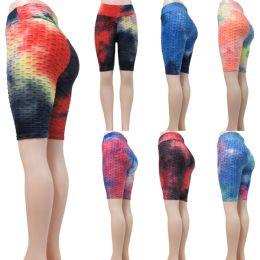 48 Pieces Jazz High Waisted Tie Dye Bike Shorts - Womens Shorts