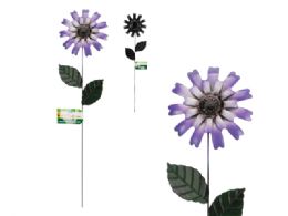72 of Metal Garden Stake With Leaves, Purple Flower