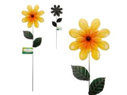 72 Wholesale Metal Garden Stake With Leaves, Yellow Flower