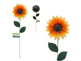 72 Wholesale Metal Garden Stake With Leaves, Sunflower