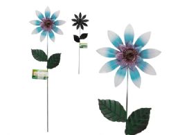 72 Wholesale Metal Garden Stake With Leaves, Blue Flower