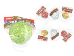 144 Pieces Xms 8cm Ball W/glitter 4asst - Seasonal Items