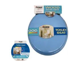 6 Units of 17 Inch Mdf Toilet Seat In Blue - Toilet Brush