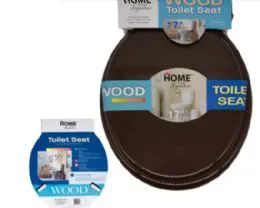 6 Pieces 17 Inch Mdf Toilet Seat In Brown - Toilet Brush