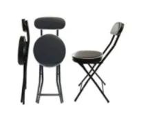 6 Pieces Thick Stool With Back In Black 18 Inch - Home Accessories
