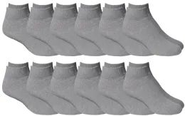 36 Wholesale Yacht & Smith Men's Cotton Gray No Show Ankle Socks
