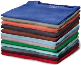 12 Wholesale Mens Cotton Crew Neck Short Sleeve T Shirt, Assorted Colors, Size Medium