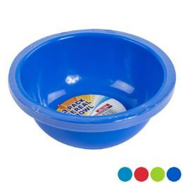 48 Wholesale Bowl 3pk 28-Oz 7in Dia Plastic 4 Colors In Pdq #7 Bowl