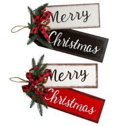 18 Wholesale Wall Plaque Xmas Mdf 13.4in 2ast Gift Tag Look/burlap Bow Xmas Ht/mdf Comply Label