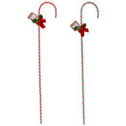 48 Wholesale Candy Cane Twist 30 In X 0.375 In W/bow & Holly 2ast
