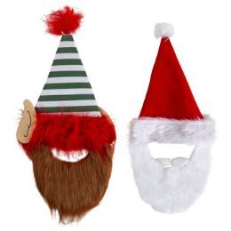 24 Units of Santa/elf Hat W/beard 2asst - Christmas
