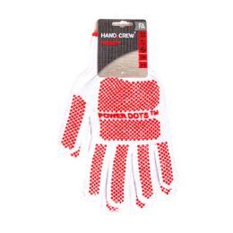 12 Wholesale Gloves Power Dots One Size Fits All Handcrew Poly/cotton Carded Ref# HG-3190fa