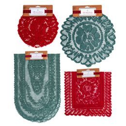 48 Units of Lace Red & Green Doily 1/2/3pk - Bows & Ribbons